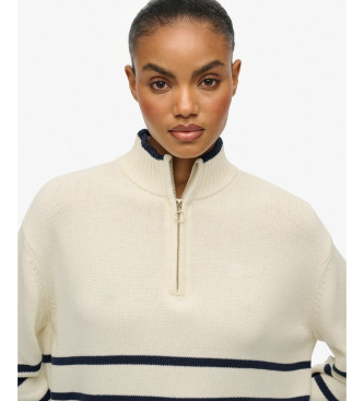 Superdry Pull beige demi-zipp