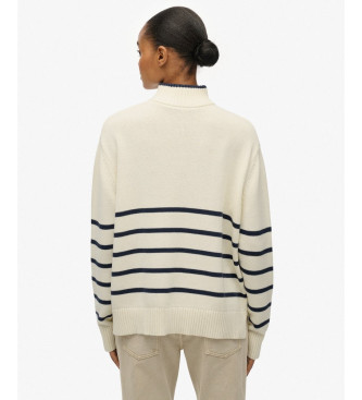 Superdry Pull beige demi-zipp