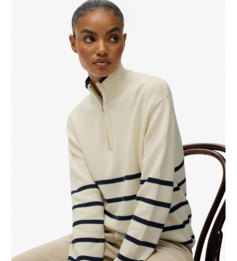 Superdry Pull beige demi-zipp