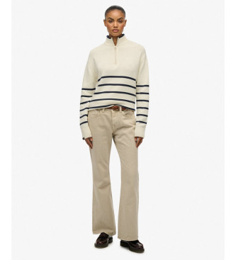 Superdry Pull beige demi-zipp