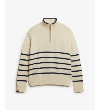 Superdry Pull beige demi-zipp