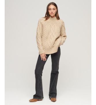 Superdry Beige knitted knitted turtleneck pullover in eights