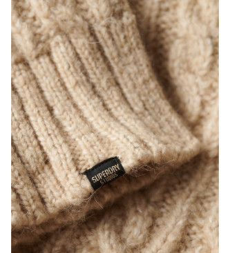 Superdry Pull  col roul en tricot beige en huit