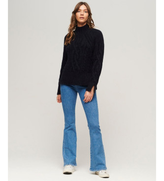 Superdry Dzianinowy sweter z golfem Navy Eights