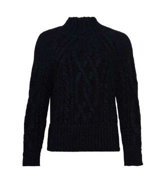 Superdry Pull  col roul en tricot  huit points, marine