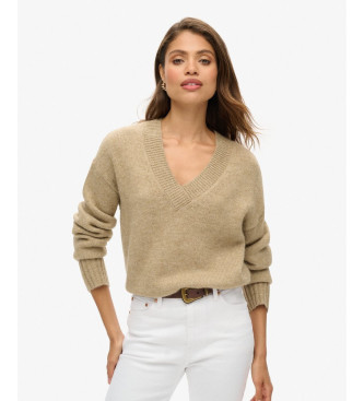 Superdry Jersey de cuello de pico Essential beige