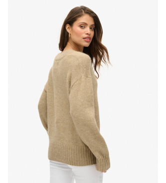 Superdry Jersey de cuello de pico Essential beige