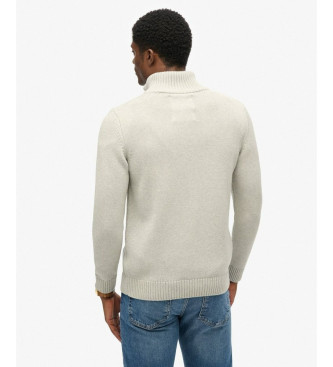 Superdry Džemper z ovratnikom Mao in sivo zadrgo