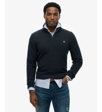 Superdry Pull  col zipp marine avec col mao
