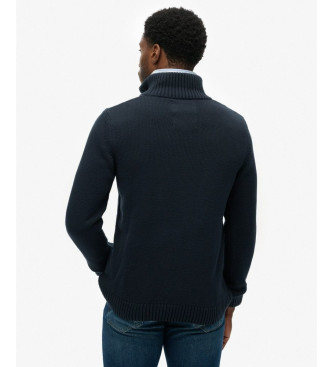 Superdry Pull  col zipp marine avec col mao