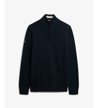 Superdry Pull  col zipp marine avec col mao