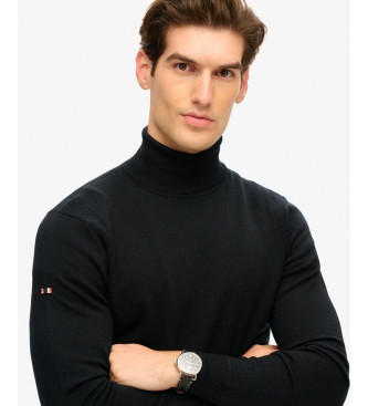 Superdry Jersey de cuello vuelto Merino negro