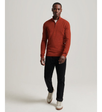 Superdry Merino wool pullover with half zip red