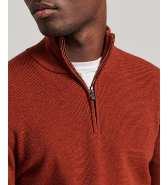 Superdry Merino wool pullover with half zip red