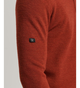 Superdry Trui van merinoswol met halve rits rood