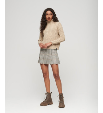 Superdry Beige roll-necked jumper with dropped shoulders and turndown collar