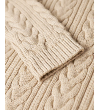 Superdry Beige roll-necked jumper with dropped shoulders and turndown collar