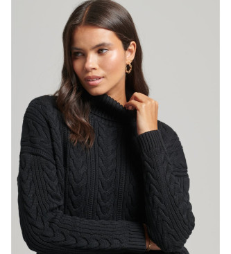 Superdry Eggs jumper with turn-down collar and drop shoulders black