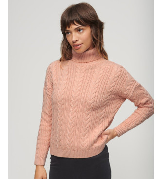 Superdry Eggs jumper with turn-down collar and dropped shoulders pink