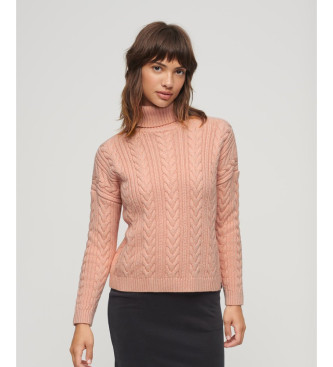 Superdry Eggs jumper with turn-down collar and dropped shoulders pink