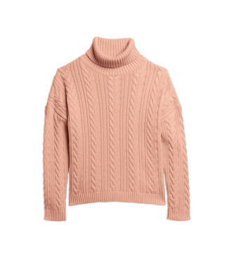 Superdry Eggs jumper with turn-down collar and dropped shoulders pink