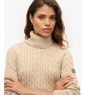 Superdry Jersey de Ochos Holgado Cuello Vuelto taupe