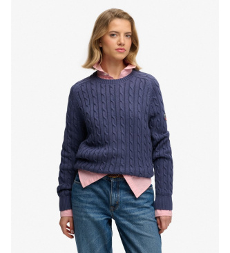 Superdry Pull à Torsades Ample marine