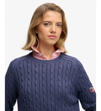 Superdry Pull à Torsades Ample marine