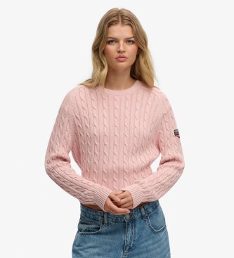 Superdry Maglione a Trecce Oversize rosa