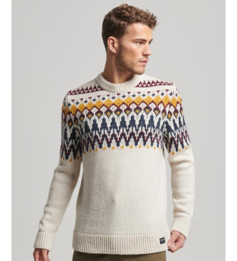 Superdry Knitted pullover with round neck and beige alpine frizzles