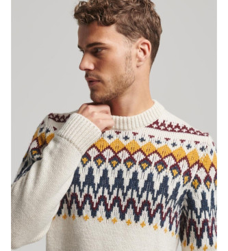 Superdry Knitted pullover with round neck and beige alpine frizzles