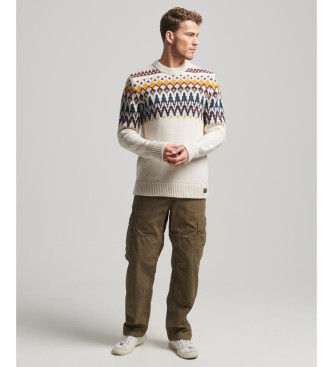 Superdry Knitted pullover with round neck and beige alpine frizzles