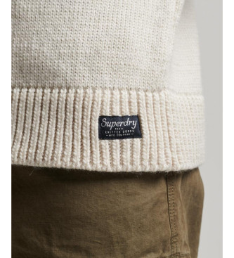 Superdry Knitted pullover with round neck and beige alpine frizzles