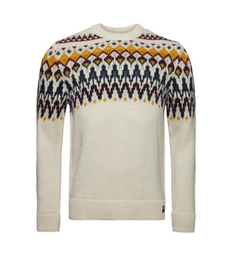 Superdry Knitted pullover with round neck and beige alpine frizzles