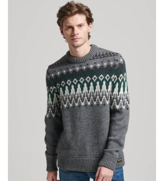 Superdry Strickpulli mit Rundhalsausschnitt und grauen Alpengrnen