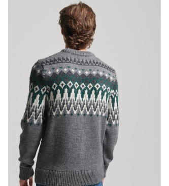 Superdry Stickad pullover med rund hals och gr alpina greckes