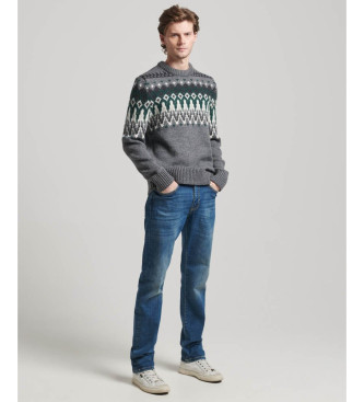 Superdry Stickad pullover med rund hals och gr alpina greckes