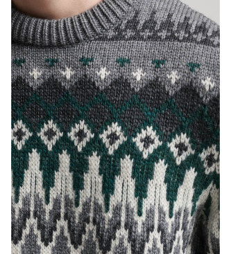 Superdry Knitted pullover with round neck and grey alpine greckes