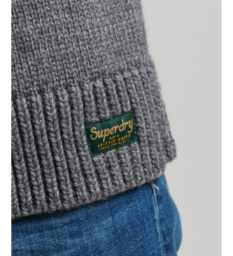 Superdry Strickpulli mit Rundhalsausschnitt und grauen Alpengrnen