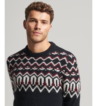 Superdry Knitted pullover with round neck and navy alpine greaves