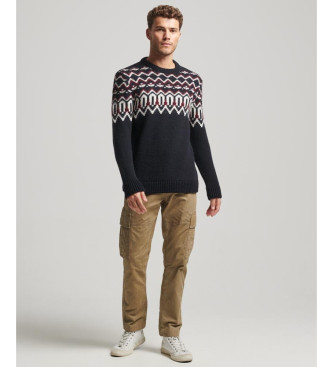 Superdry Knitted pullover with round neck and navy alpine greaves