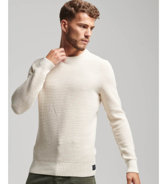 Superdry Pull en maille  col rond et texture blanche