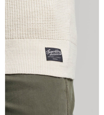 Superdry Pull en maille  col rond et texture blanche