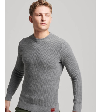 Superdry Knitted jumper with round neck and grey texture