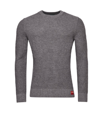 Superdry Strickpulli mit Rundhalsausschnitt und grauer Textur