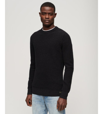 Superdry Knitted jumper with round neck and black texture