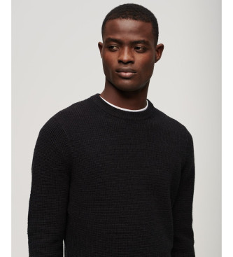 Superdry Knitted jumper with round neck and black texture