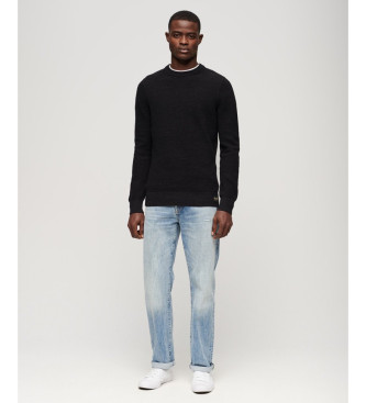 Superdry Knitted jumper with round neck and black texture