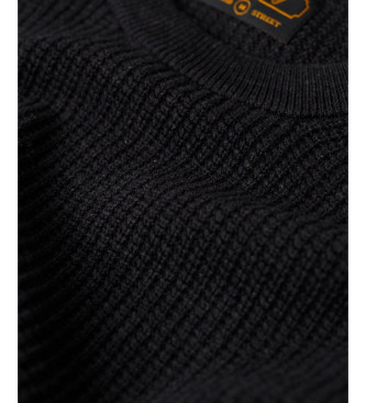 Superdry Knitted jumper with round neck and black texture