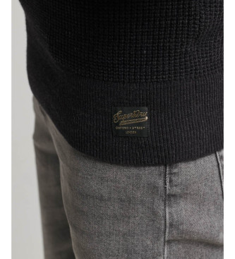 Superdry Pull en maille  col rond et texture noire